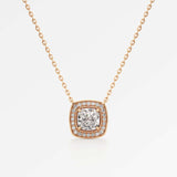 Celeste Diamond Halo Necklace 2 ct Cushion Cut in 18K Rose Gold – view 1