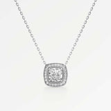Celeste Diamond Halo Necklace 1.50 ct Cushion Cut in 14K White Gold – view 1