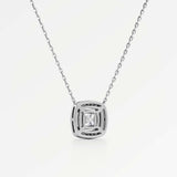 Celeste Diamond Halo Necklace 1.50 ct Cushion Cut in 18K White Gold – view 3