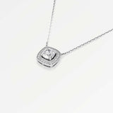 Celeste Diamond Halo Necklace 2 ct Cushion Cut in 14K White Gold – view 4