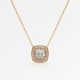 Celeste Diamond Halo Necklace 1.50 ct Cushion Cut in 14K Yellow Gold – view 1