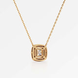 Celeste Diamond Halo Necklace 2 ct Cushion Cut in 14K Yellow Gold – view 3