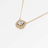 Celeste Diamond Halo Necklace 1.50 ct Cushion Cut in 14K Yellow Gold – view 4