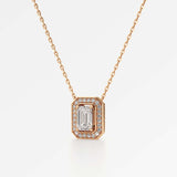 Celeste Diamond Halo Necklace 2 ct Emerald Cut in 14K Rose Gold – view 2