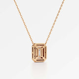 Celeste Diamond Halo Necklace 1.50 ct Emerald Cut in 14K Rose Gold – view 3
