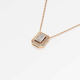 Celeste Diamond Halo Necklace 2 ct Emerald Cut in 14K Rose Gold – view 4