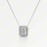 Celeste Diamond Halo Necklace 2 ct Emerald Cut in 14K White Gold – view 1