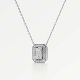 Celeste Diamond Halo Necklace 2 ct Emerald Cut in 14K White Gold – view 2