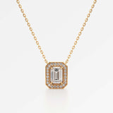 Celeste Diamond Halo Necklace 2 ct Emerald Cut in 18K Yellow Gold – view 1
