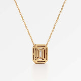 Celeste Diamond Halo Necklace 1.50 ct Emerald Cut in 18K Yellow Gold – view 3
