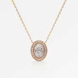 Celeste Diamond Halo Necklace 1.50 ct Oval Cut in 14K Rose Gold – view 1