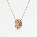 Celeste Diamond Halo Necklace 2 ct Oval Cut in 18K Rose Gold – view 3