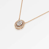 Celeste Diamond Halo Necklace 2 ct Oval Cut in 14K Rose Gold – view 4