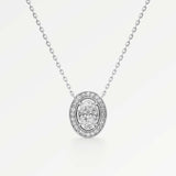 Celeste Diamond Halo Necklace 2 ct Oval Cut in 14K White Gold – view 1