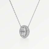 Celeste Diamond Halo Necklace 2 ct Oval Cut in 14K White Gold – view 2