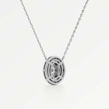 Celeste Diamond Halo Necklace 2 ct Oval Cut in 18K White Gold – view 3