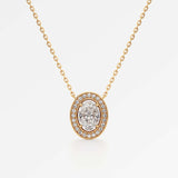 Celeste Diamond Halo Necklace 2 ct Oval Cut in 14K Yellow Gold – view 1