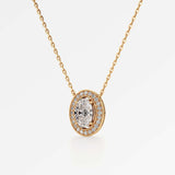 Celeste Diamond Halo Necklace 2 ct Oval Cut in 14K Yellow Gold – view 2