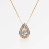 Celeste Diamond Halo Necklace 1.50 ct Pear Cut in 14K Rose Gold – view 1