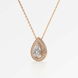 Celeste Diamond Halo Necklace 2 ct Pear Cut in 18K Rose Gold – view 2