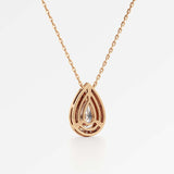 Celeste Diamond Halo Necklace 2 ct Pear Cut in 14K Rose Gold – view 3