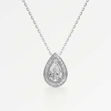 Celeste Diamond Halo Necklace 1.50 ct Pear Cut in 18K White Gold – view 1