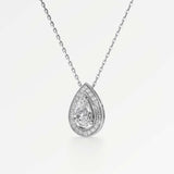 Celeste Diamond Halo Necklace 2 ct Pear Cut in 18K White Gold – view 2