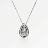 Celeste Diamond Halo Necklace 1.50 ct Pear Cut in 14K White Gold – view 3