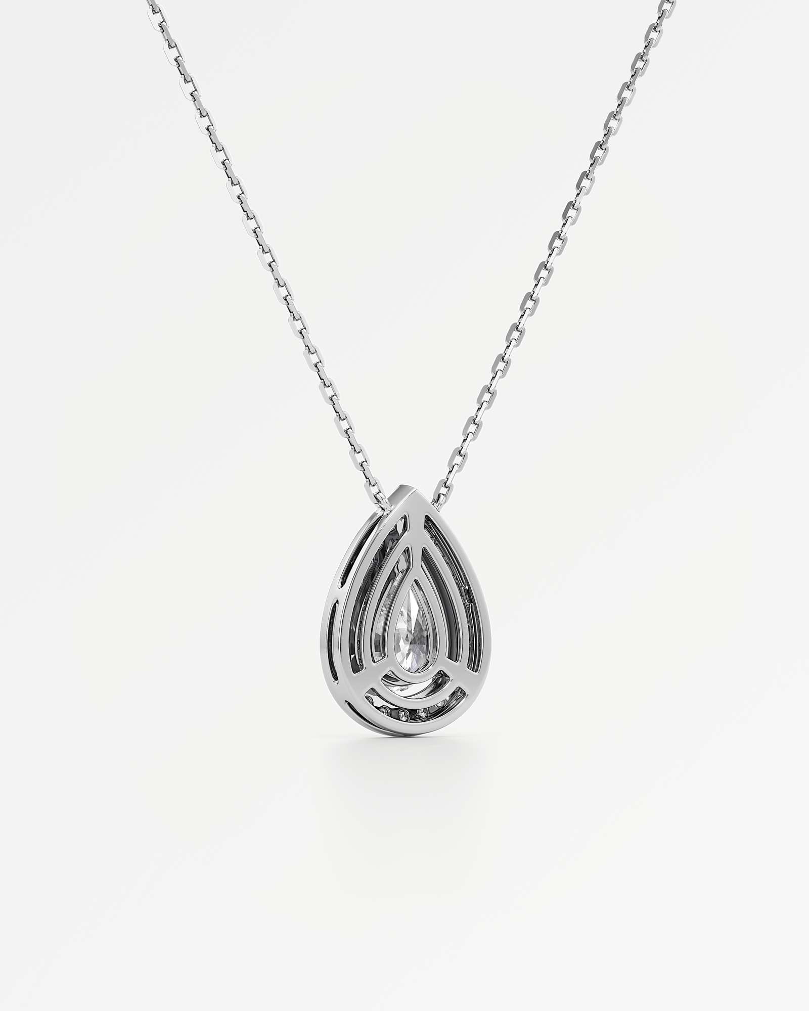 Celeste Diamond Halo Necklace 2 ct Pear Cut in 14K White Gold – view 3