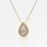 Celeste Diamond Halo Necklace 2 ct Pear Cut in 14K Yellow Gold – view 1