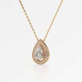 Celeste Diamond Halo Necklace 1.50 ct Pear Cut in 14K Yellow Gold – view 2