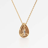 Celeste Diamond Halo Necklace 2 ct Pear Cut in 18K Yellow Gold – view 3