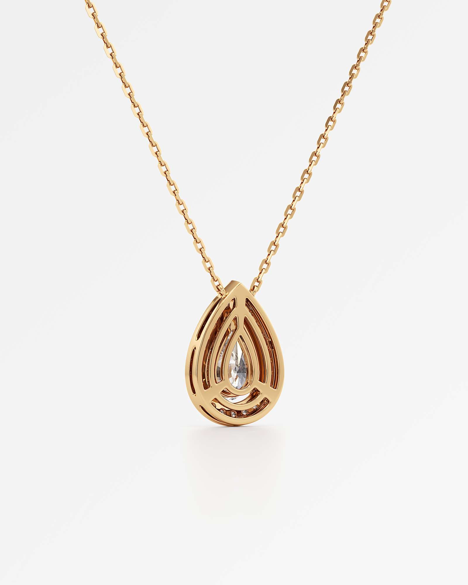 Celeste Diamond Halo Necklace 2 ct Pear Cut in 18K Yellow Gold – view 3