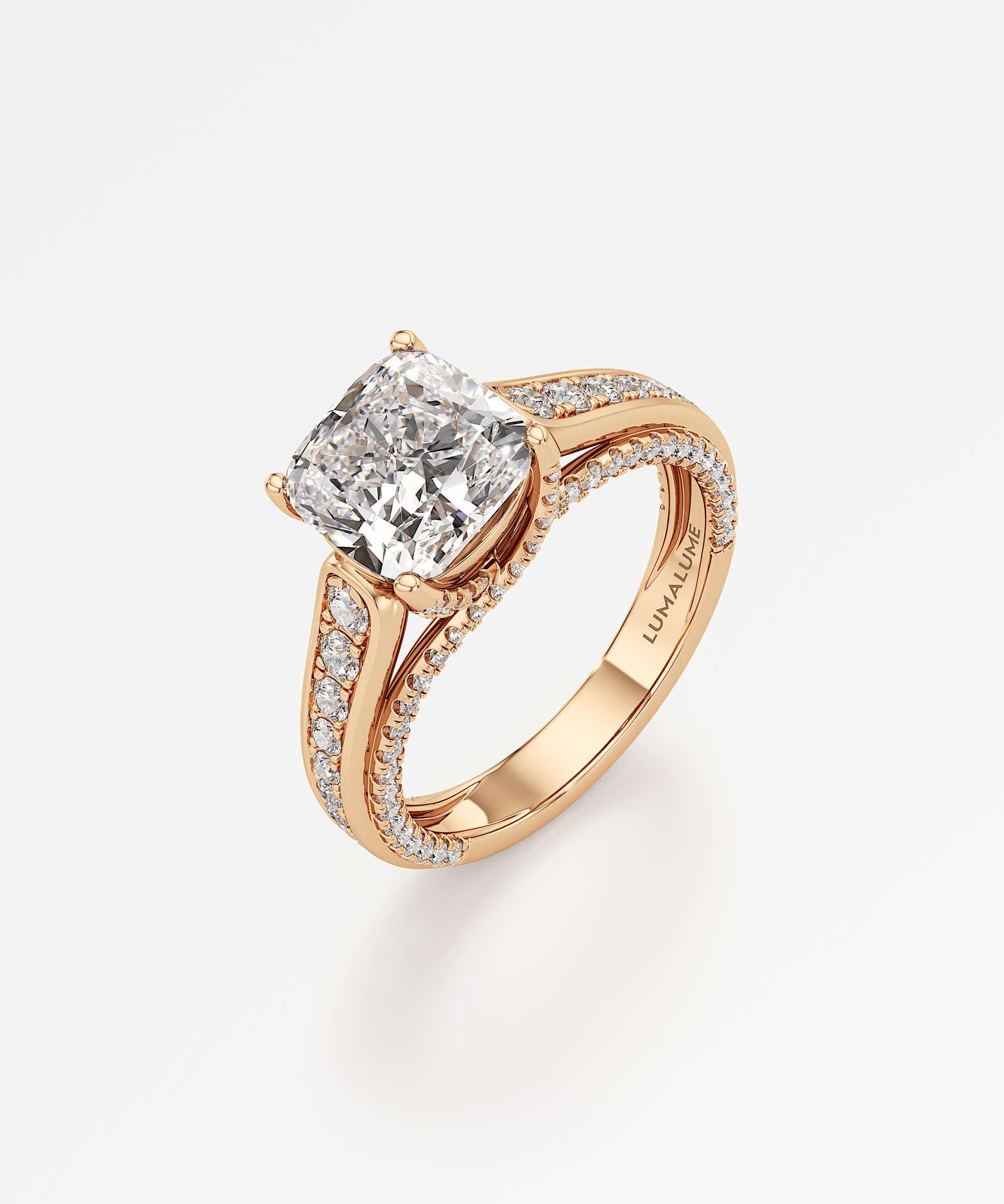 Irene Diamond Engagement Ring 1.50 ct Cushion Cut in 14K Rose Gold – view 1