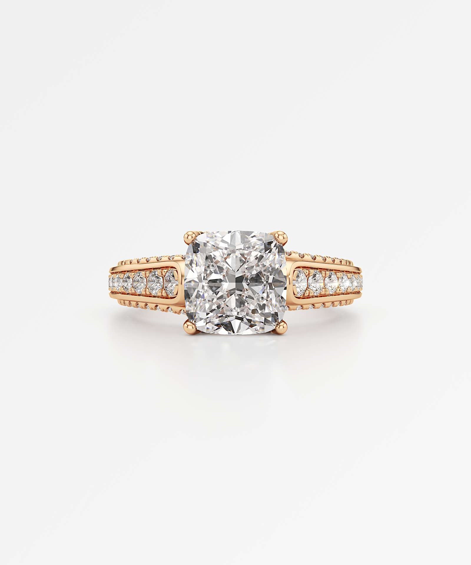 Irene Diamond Engagement Ring 2 ct Cushion Cut in 18K Rose Gold – view 2