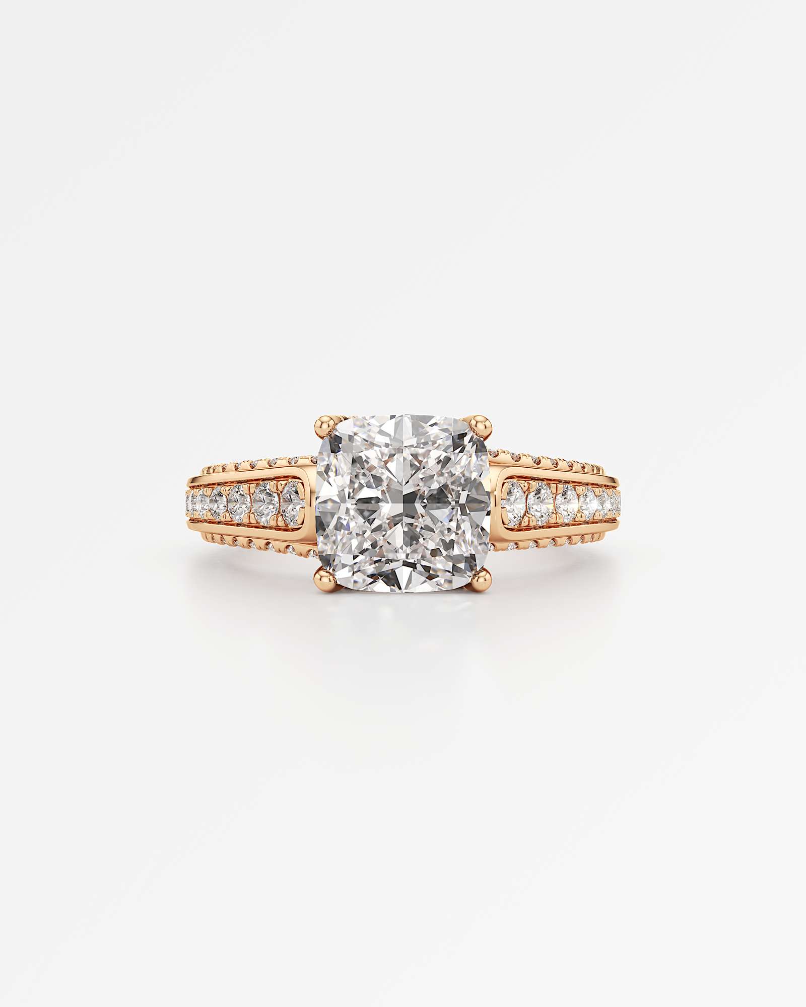 Irene Diamond Engagement Ring 2 ct Cushion Cut in 18K Rose Gold – view 2