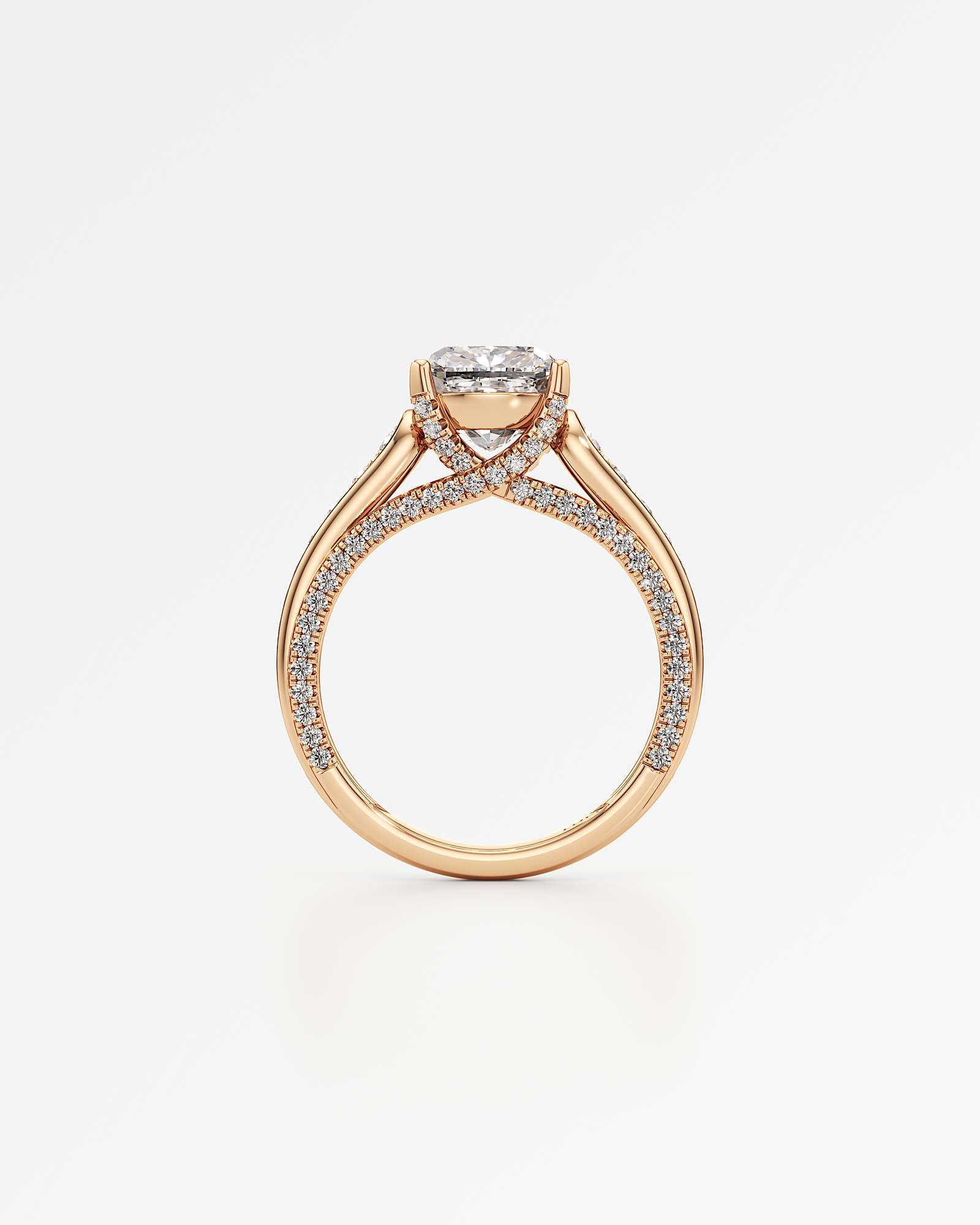 Irene Diamond Engagement Ring 2 ct Cushion Cut in 14K Rose Gold – view 3