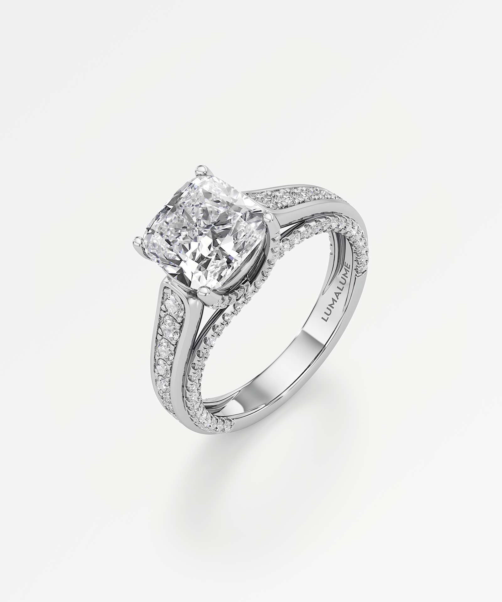 Irene Diamond Engagement Ring 2 ct Cushion Cut in 14K White Gold – view 1
