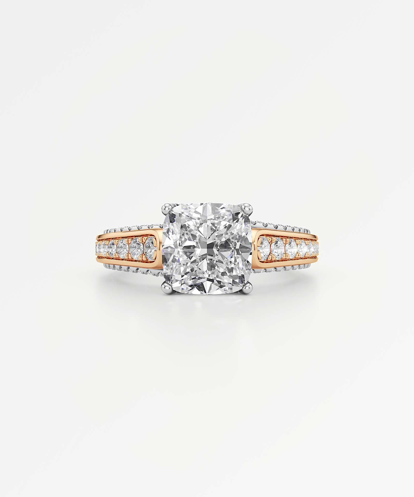 Irene Diamond Engagement Ring 1.50 ct Cushion Cut in 14K White & Rose Gold – view 2