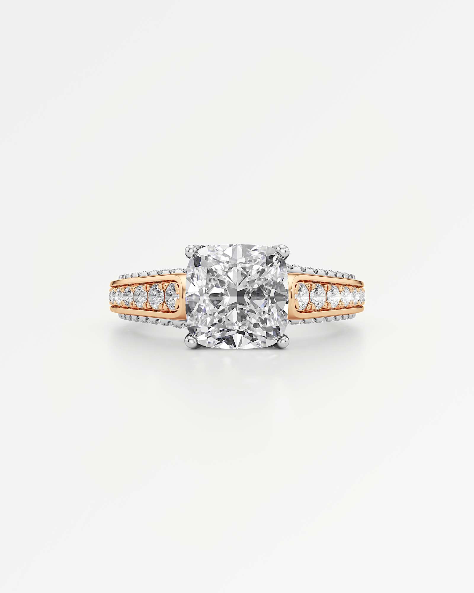 Irene Diamond Engagement Ring 1.50 ct Cushion Cut in 14K White & Rose Gold – view 2