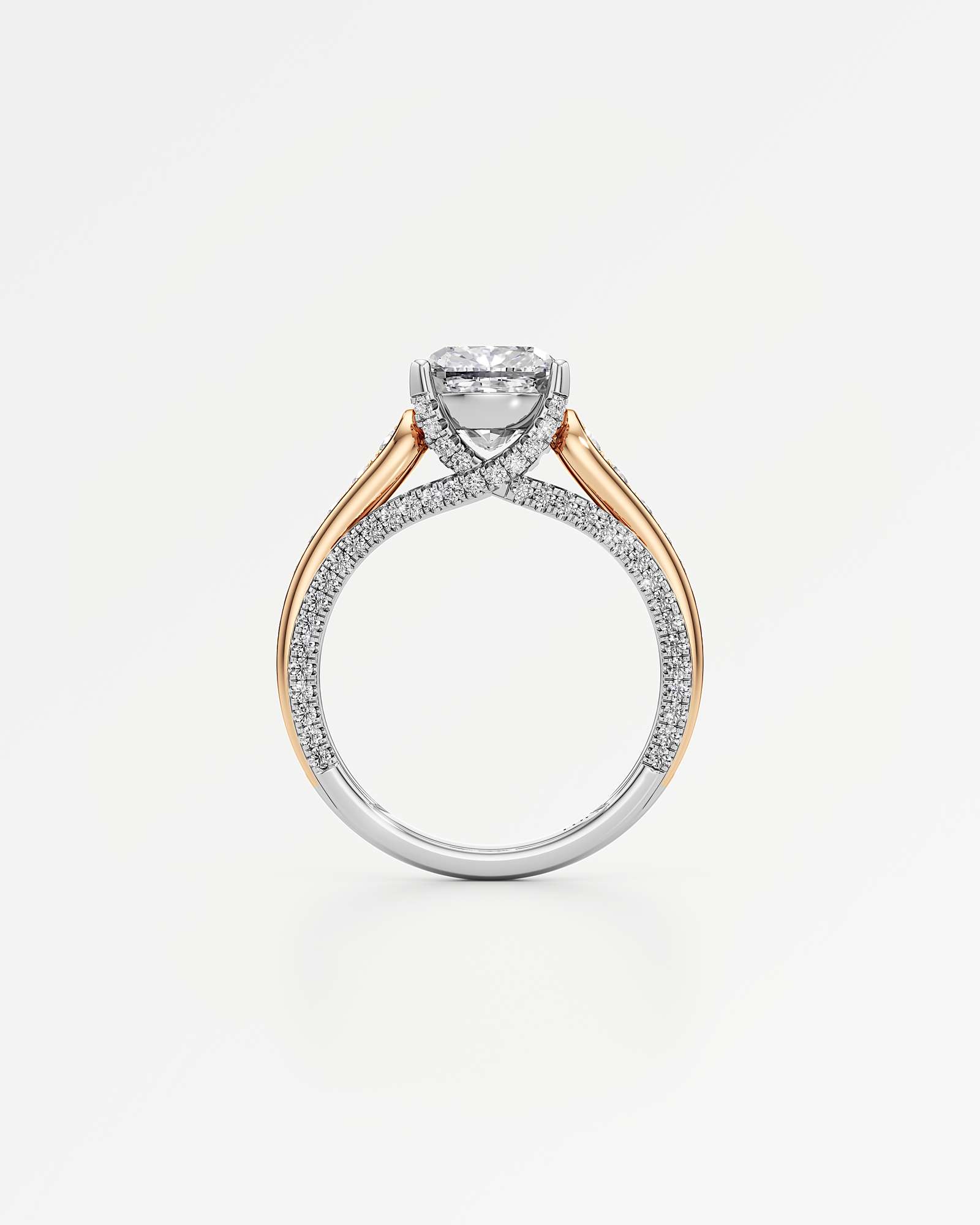Irene Diamond Engagement Ring 2 ct Cushion Cut in 18K White & Rose Gold – view 3