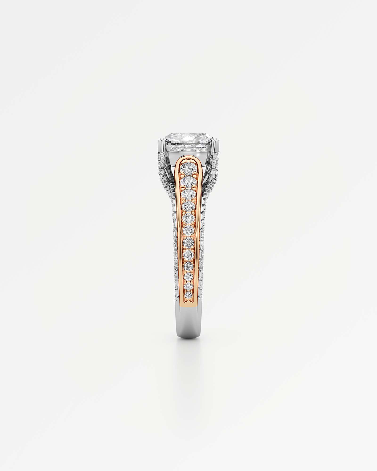 Irene Diamond Engagement Ring 1.50 ct Cushion Cut in 14K White & Rose Gold – view 4