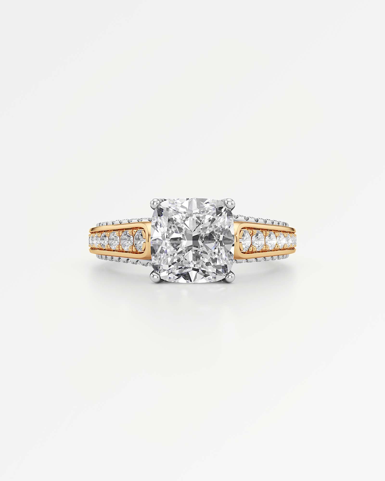 Irene Diamond Engagement Ring 2 ct Cushion Cut in 18K White & Yellow Gold – view 2