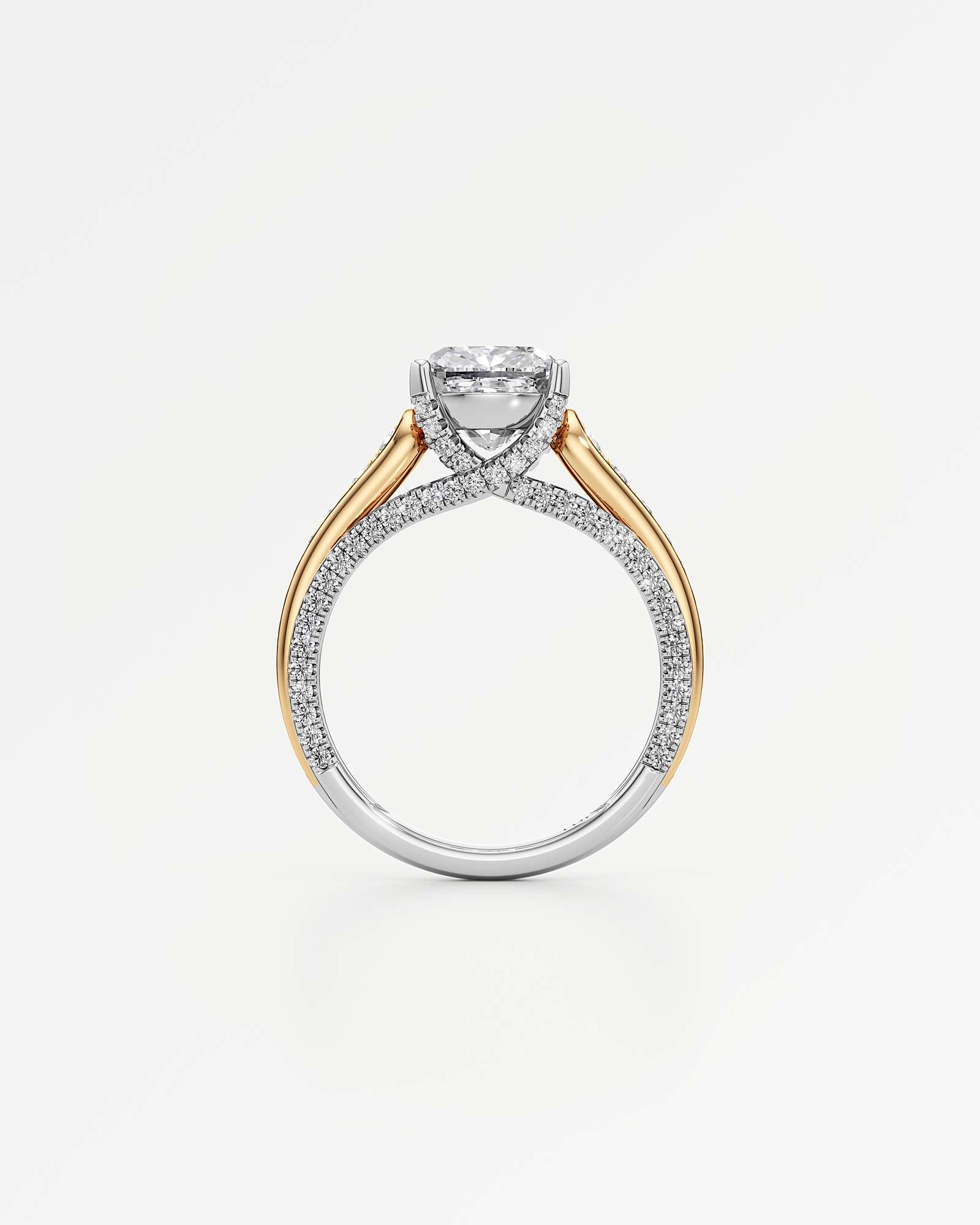 Irene Diamond Engagement Ring 1.50 ct Cushion Cut in 14K White & Yellow Gold – view 3