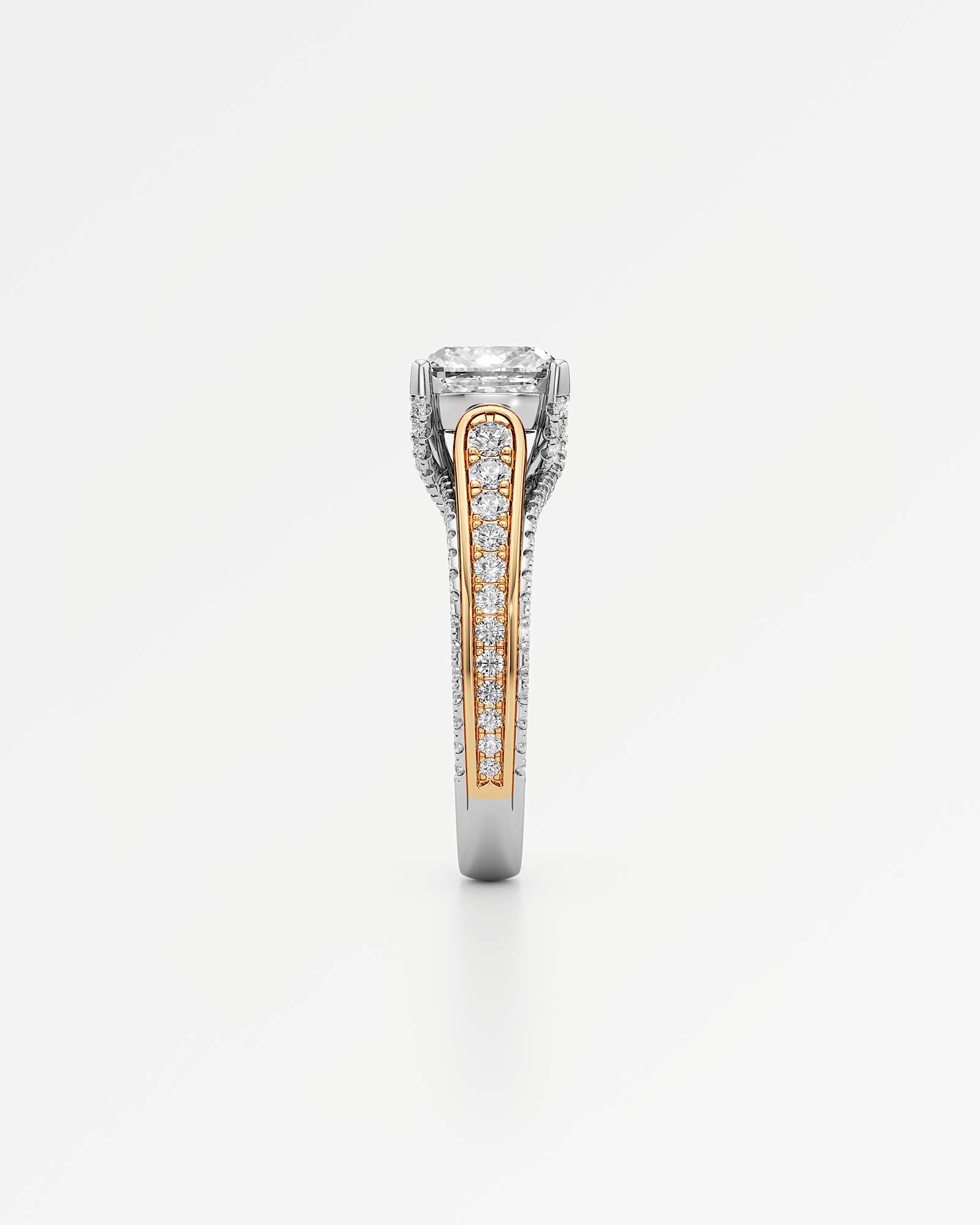 Irene Diamond Engagement Ring 1.50 ct Cushion Cut in 14K White & Yellow Gold – view 4