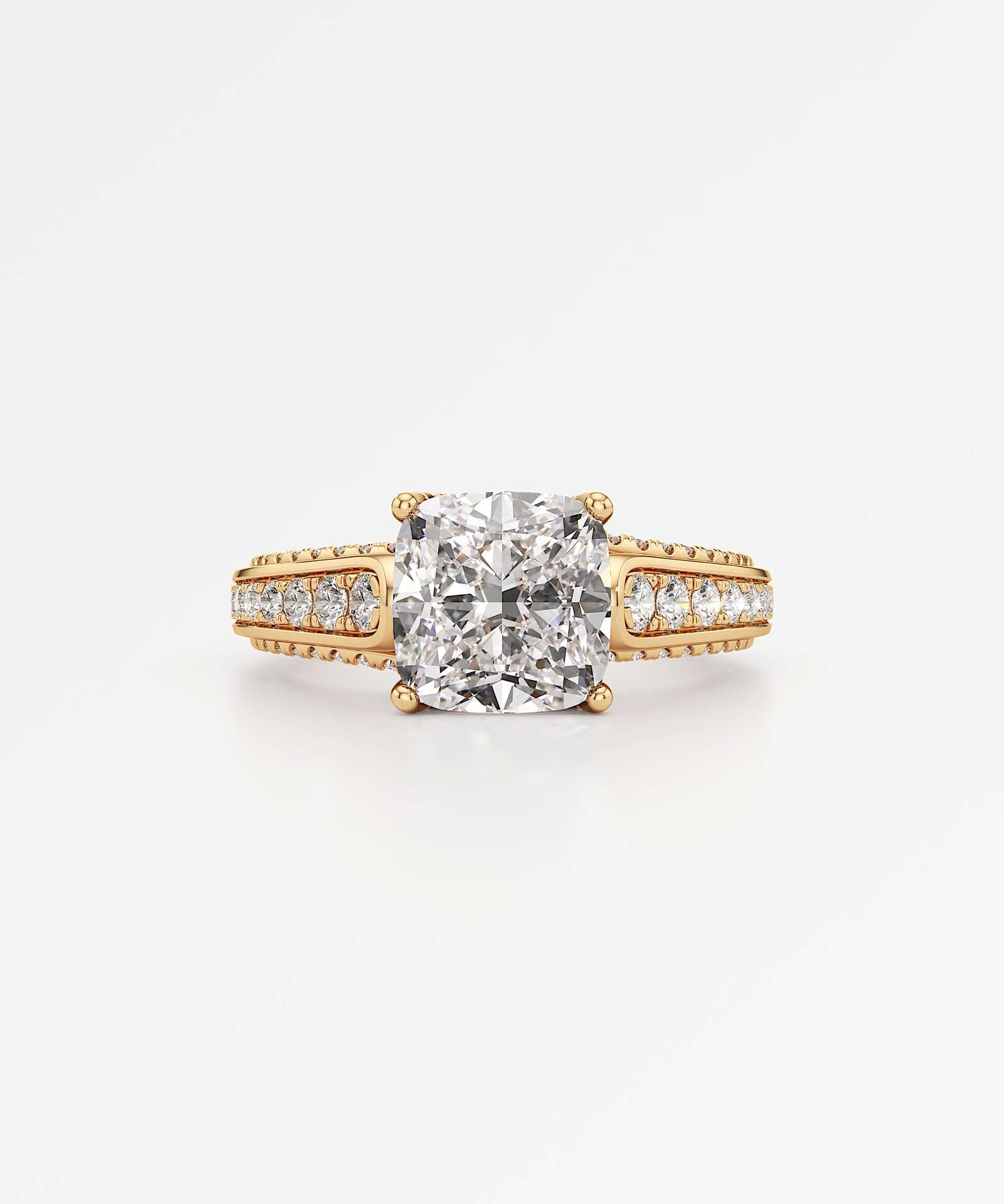 Irene Diamond Engagement Ring 1.50 ct Cushion Cut in 14K Yellow Gold – view 2