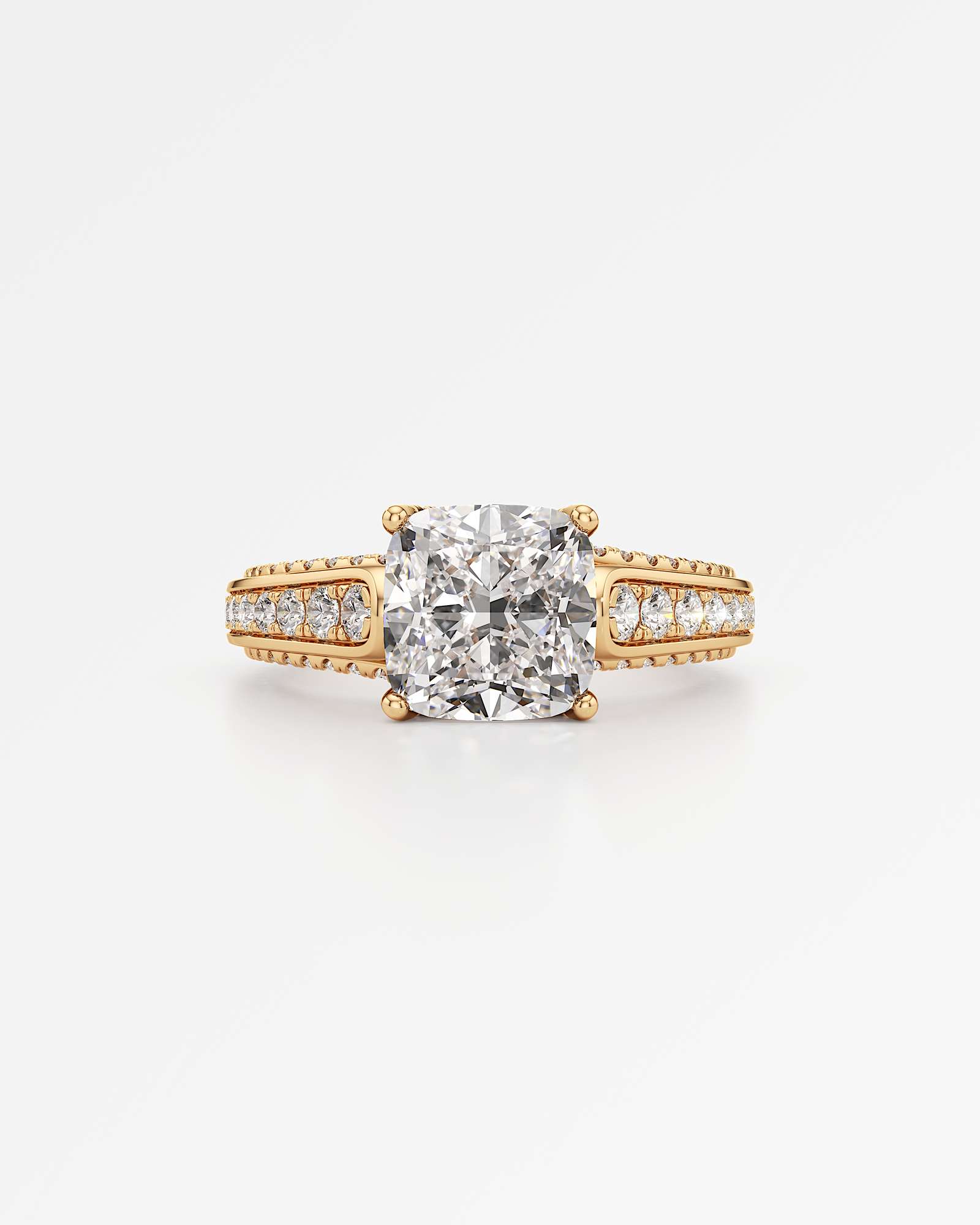 Irene Diamond Engagement Ring 2 ct Cushion Cut in 18K Yellow Gold – view 2
