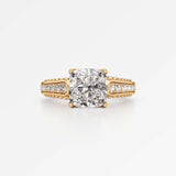 Irene Diamond Engagement Ring 2 ct Cushion Cut in 14K Yellow Gold – view 2
