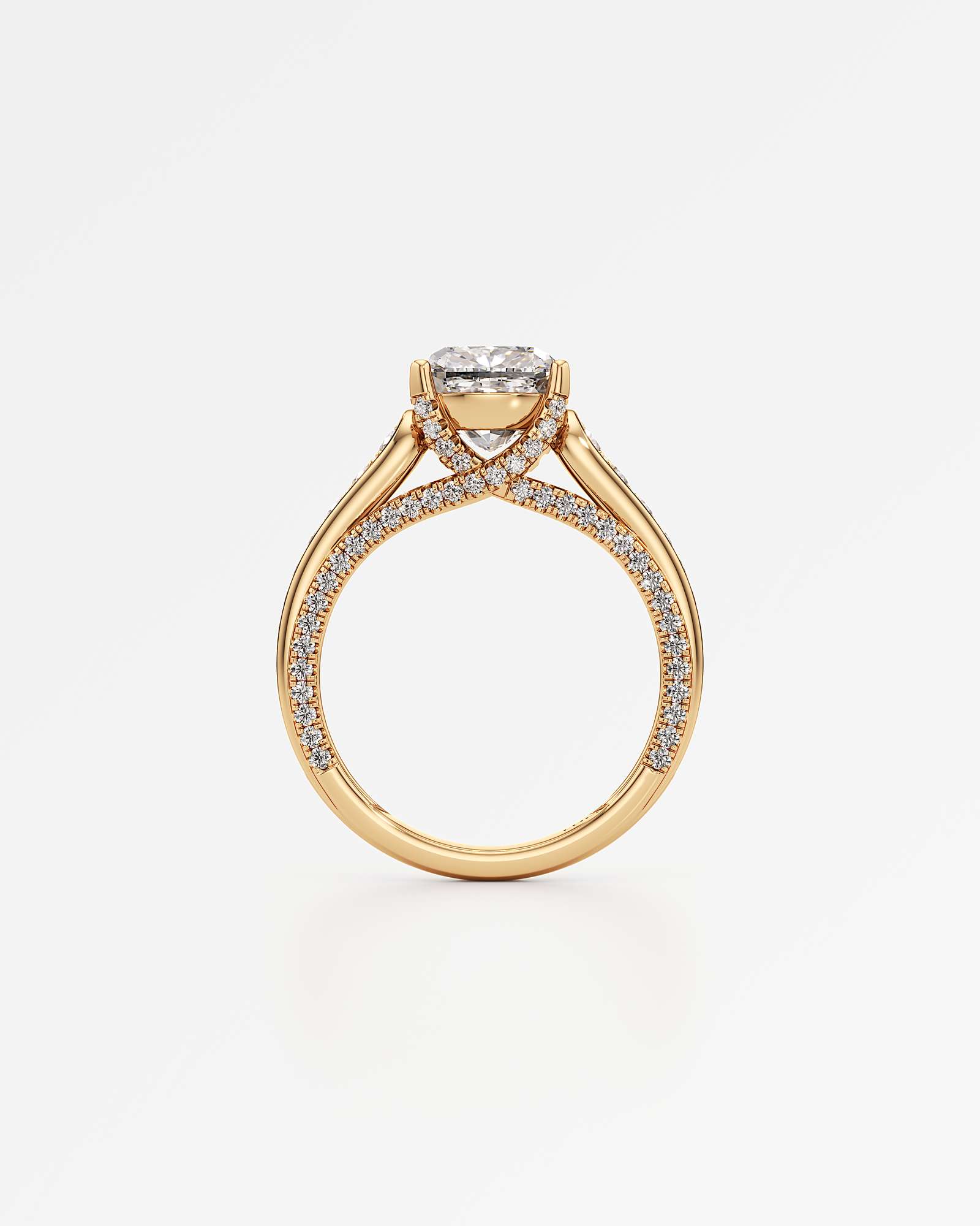 Irene Diamond Engagement Ring 2 ct Cushion Cut in 18K Yellow Gold – view 3