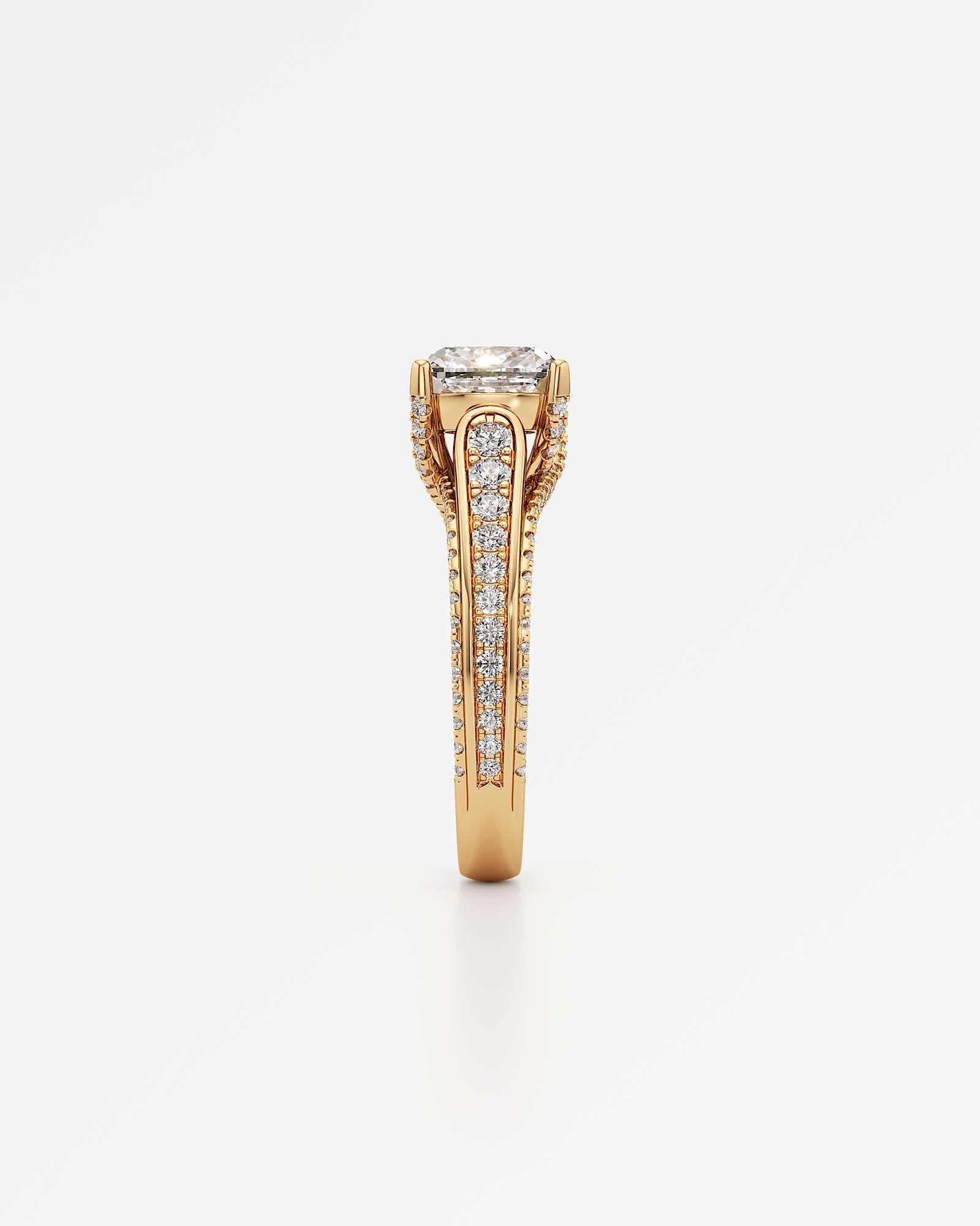 Irene Diamond Engagement Ring 1.50 ct Cushion Cut in 18K Yellow Gold – view 4